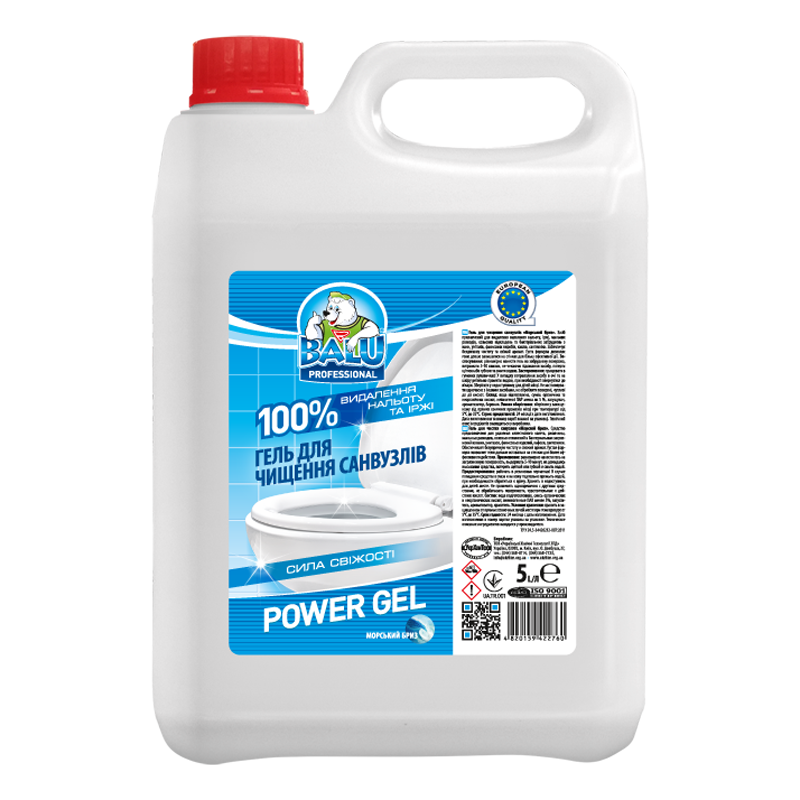 Гель для чищення санвузлів BALU® POWER GEL «Морський бриз», каністра 5000 мл